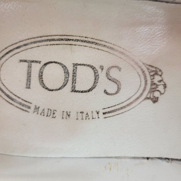 Tod's Metallic Gold Leather Slip On Loafers Rope Trim Womens Size 6 36 Comfort - Picture 9 of 11